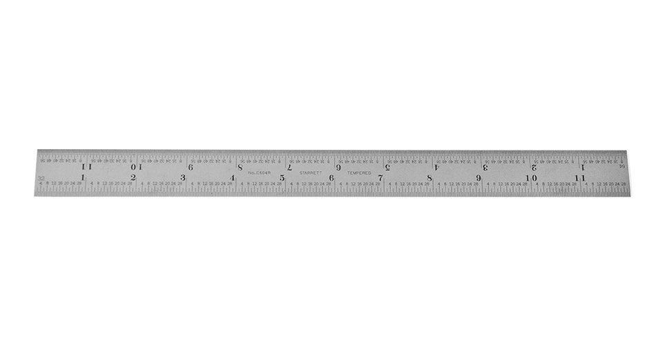 Packet  of 12 x Neilson 12 Inch/300mm Steel Rule With Conversion Table On Back 